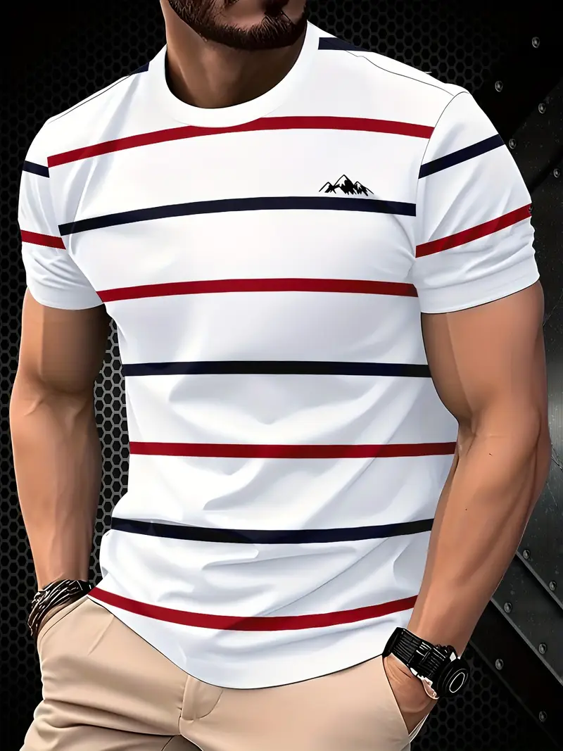 T-shirt rayé à rayure rouge & noire Taille L & M